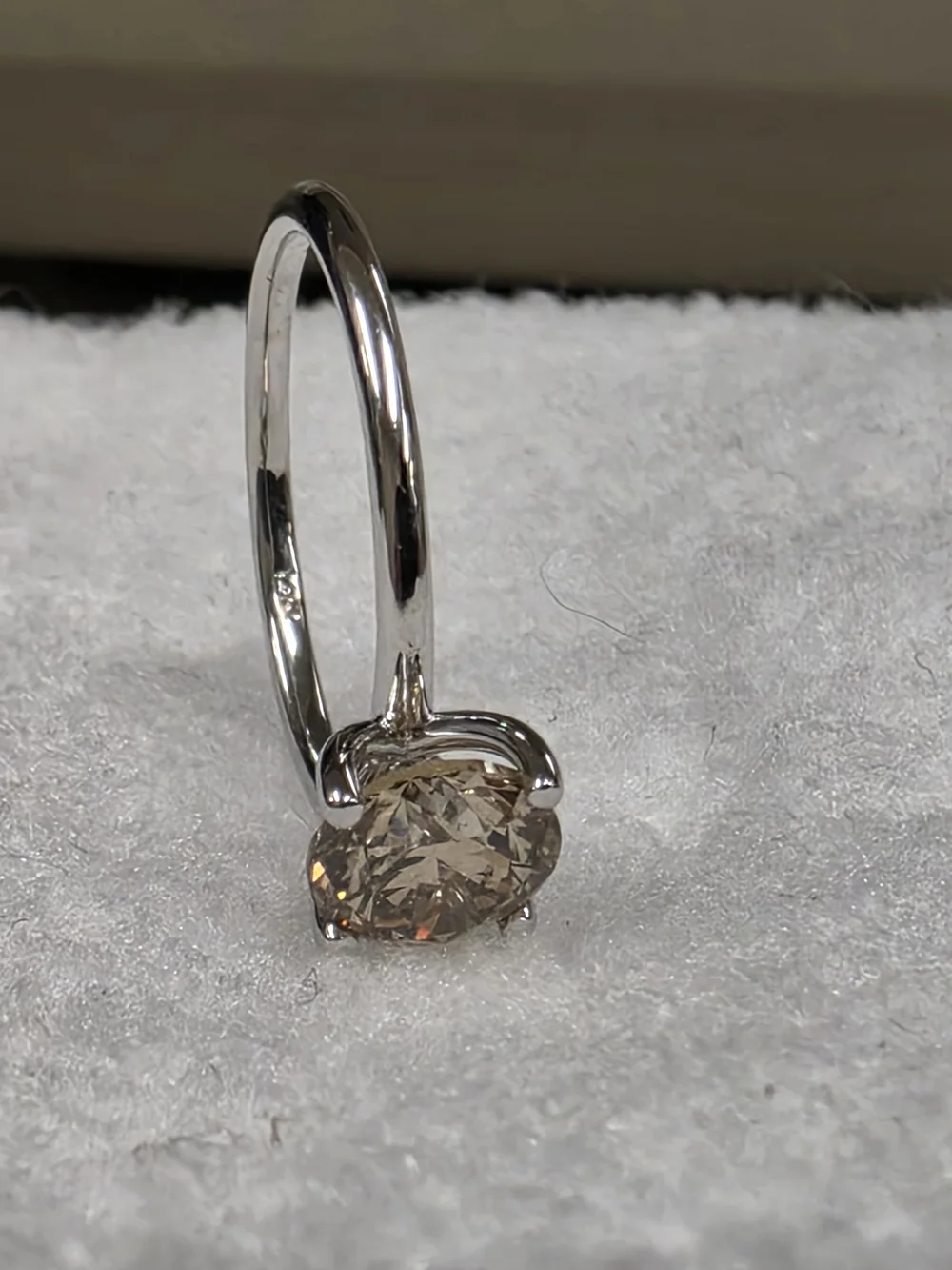 1.50ct. Champagne Diamond Solitaire Ring In 14kt. White Gold